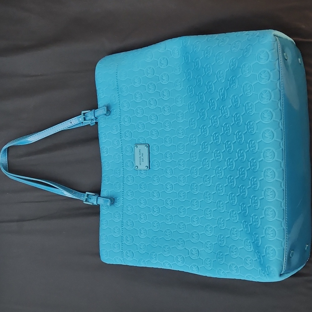 Michael Kors MK Jet Set Neoprene Fabric Totein Teal Tote